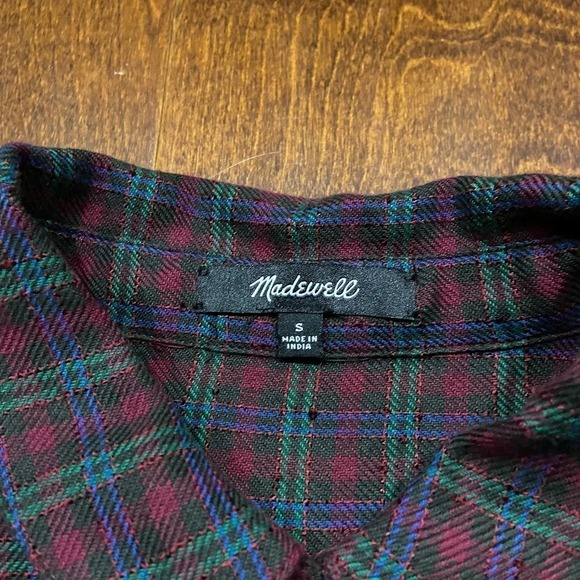 Madewell Red Green Plaid Checkered Lightweight Flannel Women's Size Small - Picture 5 of 10